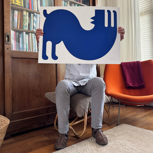Screenprint: Hond in houding