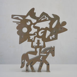 Aluminium sculpture, Rider on horse