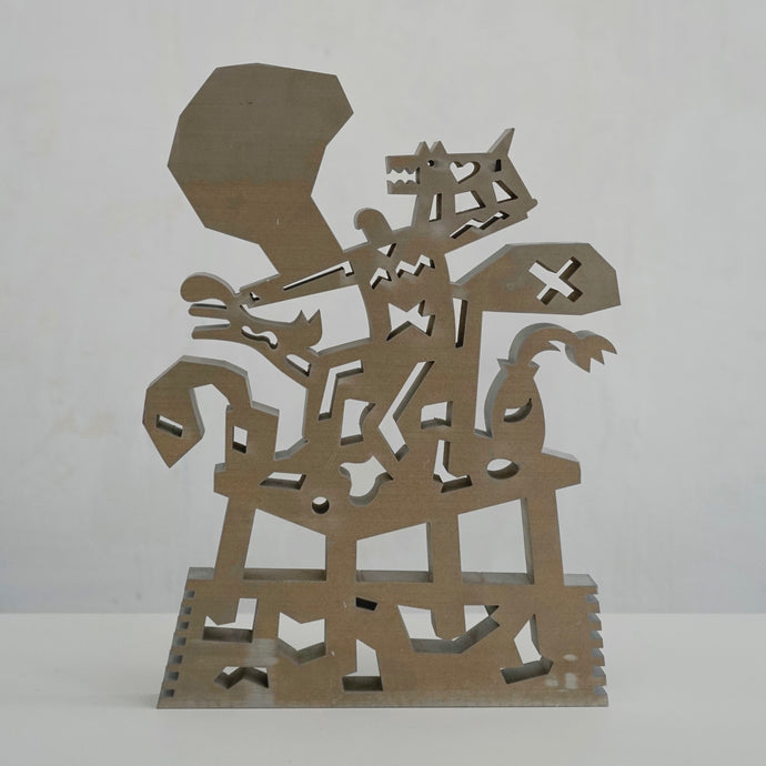 Aluminum sculpture, Man at home