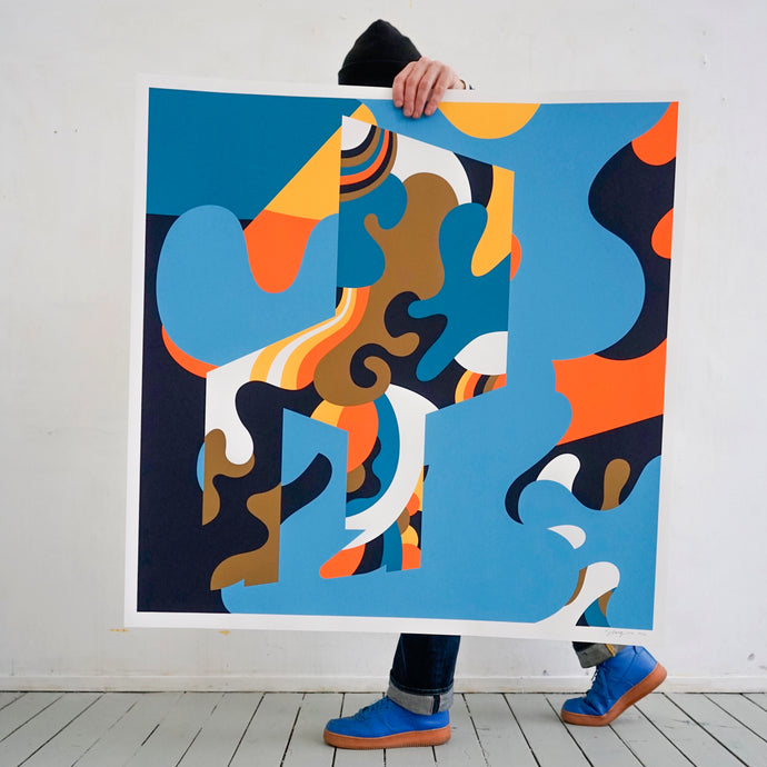 Screenprint, Rainbowchair blue